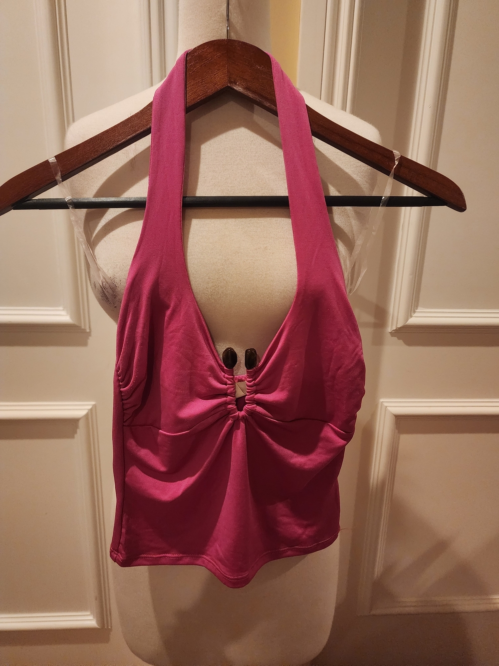 Derek Heart Halter Bandeau Top in Fuchsia Pink